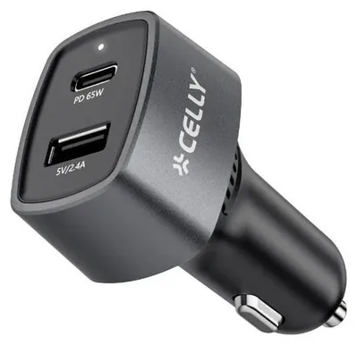 Autolader 65 W, 2 USB-Ports, 3,25 A, 37 g, schwarz