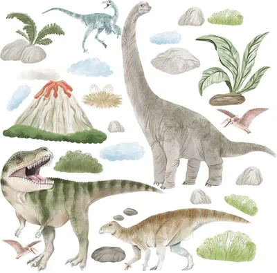 Produktbild von Wandtattoo Dinosaurier, Vulkan, mit umweltfreundlichen, geruchsneutralen Druckfarben - Wandsticker, Wandaufkleber Kinder 100 x 170 cm