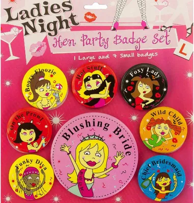 Produktbild von Oblique Unique Button Set JGA Junggesellinnenabschied Braut Hochzeit - Ladies Night