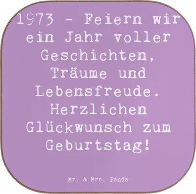 Produktbild von Mr. & Mrs. Panda Untersetzer für Gläser Spruch 1973 Geburtstag - Lavendeltraum - Geschenk, gläseruntersetzer, Geburtstagsgeschenk, liebevoll gestaltet, Magie, Zauber