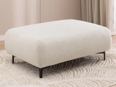 Produktbild von Cardea – Moderner Hocker in Bubble-Optik aus weichem Creme Strukturstoff mit hohem Sitzkomfort