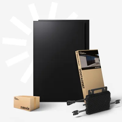 Produktbild von Kleines Kraftwerk 960W Balkonkraftwerk Wand-Halterung – 0% MwSt – 800W Wechselrichter mit WiFi & Bluetooth, 2×480W bifaziale Solarmodule, 5m Kabel