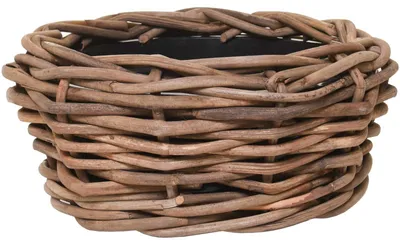 Image de VIVANNO Corbeille décorative en rotin BOJO Ronde, Naturellement tressée - 20x40 cm