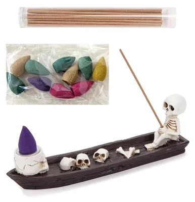Wierookstokhouder Skelettboot, Kunsthars, Halloween-Deko