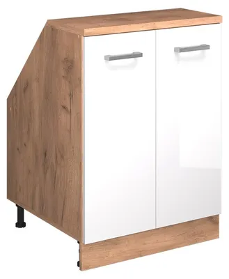 Produktbild von Dachschrägenschrank Vicco Rion Weiß Hochglanz 60 x 81.6 cm mit 2 Türen, Schrankkorpus 60 cm Tiefe, Model 60039