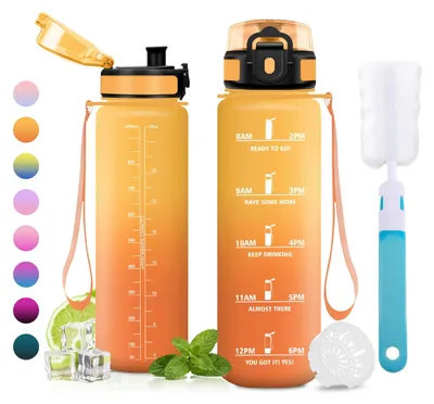 Produktbild von Trinkflasche 500ml BPA-frei mit Filter, Wasserflasche mit Zeitmarkierung,