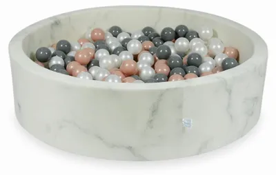 Produktbild von Trockenbecken 110x30 Marmor mit 400 Bällen: Roségold, Grau, Perlmutt