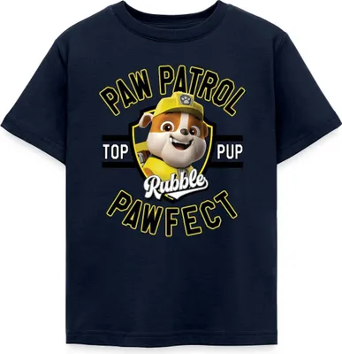 Produktbild von Spreadshirt Paw Patrol Rubble Pawfect Kinder T-Shirt, 110/116 (5-6 Jahre), Navy