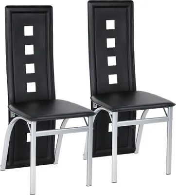 Image de WYCTIN Chaises de salle à manger 2 Set Chaise Chaise de cuisine Chaise de salle à manger Chaise de salon Similicuir à haut dossier Noir