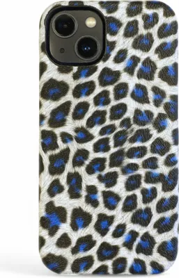 Produktbild von Glamour Leopard Print Handyhülle – Eleganter Wild-Look für dein Smartphone iPhone 13 Weiss-Blau