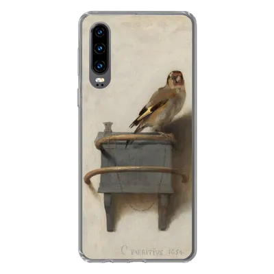 Produktbild von MuchoWow® Handyhülle Schutzhülle Hülle für Huawei P30 Stieglitz - Alter Meister - Carel Fabritius Silikon Softcase Handy Hülle - Kartenbesitzer