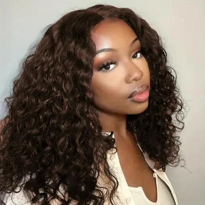 Produktbild von Lace Front Perücke 14 Zoll - 100% Echthaar - Tiefe Locken - Vorab gezupft - 150% Dichte