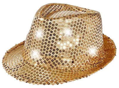 Produktbild von Hut Pailletten Trilby Partyhut mit LED für Damen und Herren: blau Farbe wählen: blau