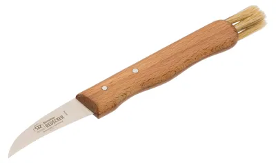 Pilzmesser mit Bürste, 17 cm, Buchenholz, 4 Borstenbündel