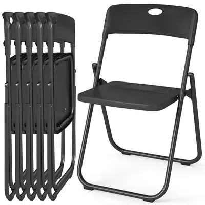 Produktbild von Kunststoff Klappstuhl 6er Set, Metallrahmen Klappstühle Schreibtischstuhl, Gäste Stuhl