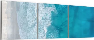 Produktbild von DEQORI Glasbild Echtglas 3x50x50 cm 'Meeresbrandung von oben' Wandbilder XXL groß