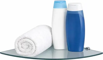 Produktbild von Eckregal Wand Glas 6 mm – abgerundetes Duschregal Ecke für Bad & Dusche, ESG Glasregal, Glasablage mit Wandhalterung, Eckablage Klarglas 45x45 cm