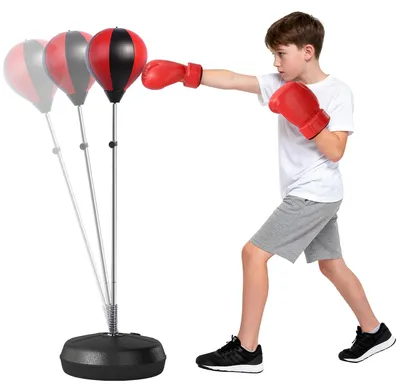 Produktbild von Punchingball Set 126-144cm Höhenverstellbar Boxstand mit Ständer Boxbirne Boxhandschuhen Pumpe Punching Bag freistehender Boxsack Speedball Boxen Standbox-Trainer für Erwachsene Jugendliche