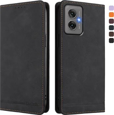 Produktbild von Hülle für Motorola Moto G55 5G, Retro Kunstleder Ständer Klapphülle mit Kartenfächer und Magnetische Schwarz