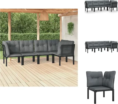 Obrázek produktu pro vidaXL 5dílná zahradní lounge souprava z černého a šedého polyratanu - Sety zahradního nábytku
