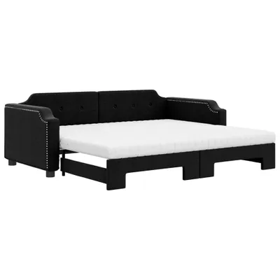 Zdjęcie produktu dla Sofa Rozsuwana Z Materacami, Czarna, 100X200 Cm, Tkanina Lumarko!
