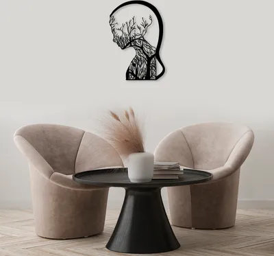 Produktbild von Wallity, Tree- SKL2389, Schwarz, Sonstige Wohndekorationen, 47 x 68 cm, 100% Metall (Dicke: 1