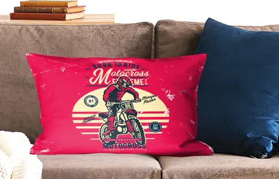 Produktbild von MuchoWow® Zierkissen Sofakissen Wohnzimmer Dekokissen 60x40 cm Mann - Motorrad - Oldtimer - Kopfkissen - Polster mit Foto