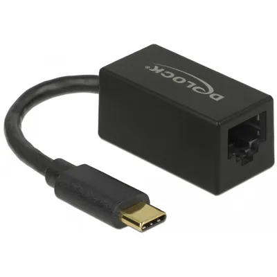 Produktbild von DELOCK USB Type-C Adapter zu Gigabit LAN kompakt schwarz