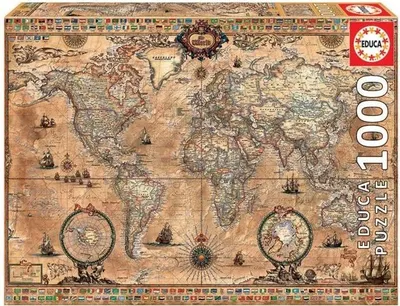 Immagine prodotto di Puzzle Mappa del mondo, 1000 pezzi, 68 x 48 cm, Educa 15159, Viaggi e mappe