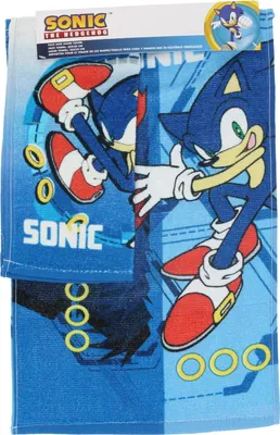 Immagine prodotto di Asciugamano da bagno e asciugamano per il viso Sonic - Morbido set per l'asciugatura dei bambini