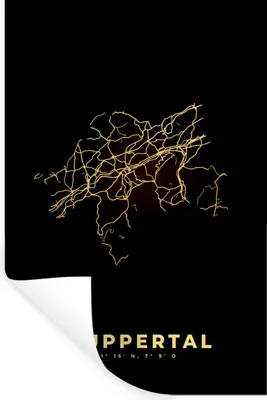 Produktbild von MuchoWow® Wandtattoo Wandsticker Wandaufkleber Karte - Wuppertal - Gold - Stadtplan 60x90 cm Selbstklebend und Repositionierbar - Sticker - Dekorfolie