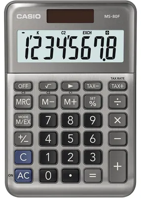 Produktbild von Casio MS-80F, Desktop, Einfacher Taschenrechner, 8 Ziffern, Batterie/Solar, Grau