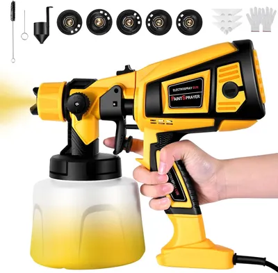 Produktbild von Elektrisches Farbsprühsystem, 1400ml 850W Elektro Lackierpistole, Elektro Farbsprühgerät, Lackierpistole, Wandfarbe Farbspritzpistole,mit 4 Kupferdüse