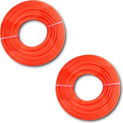 Produktbild von HOOZ 2er Set Trimmerfaden Ø 2,4mm x 15m - Mähfaden in Orange 30m - Trimmerschnur für Rasentrimmerspulen - runder Querschnitt - Universelle Kompatibilität - Signalstarke Farben für Sicherheit - Garten