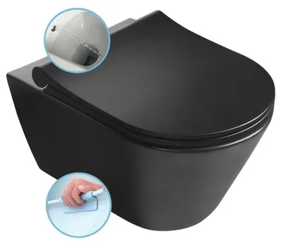 Obrázok produktu pre Sapho Avva - Závesné WC s bidetovou spŕškou, Rimless, matná čierna 100312-110