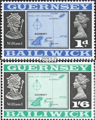 Produktbild von Briefmarken GB - Guernsey 1970 Mi 9II,18II Breitengradangabe 49 postfrisch Ansichten