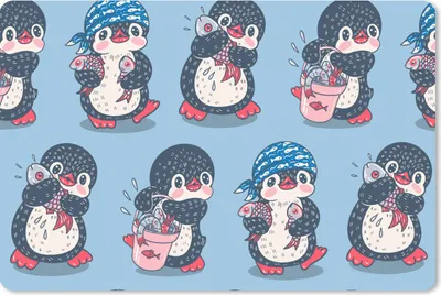Produktbild von MuchoWow® Mauspad Mousepad Pinguin - Gestaltung - Fisch 27x18 cm - Mousepads - Maus Mat - Pad - Mausunterlage - Büroartikel - Desk Matten