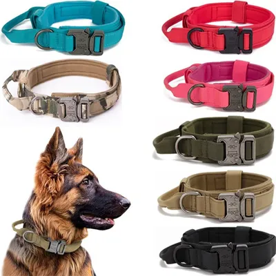 Produktbild von Taktisches Hundehalsband-Militärisches Hundehalsband verstellbares Nylon breit Trainings Halsband(Rot, M)