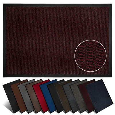 Produktbild von Furni24 Fußmatte Schmutzfangmatte 60 x 90 cm Rot/Schwarz – Rutschfeste Waschbare Türmatte für Innen- & Außenbereich