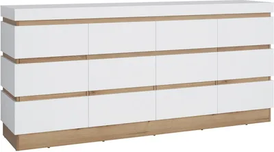 Produktbild von Sideboard - 201 x 93 cm - 4 Türen - 2 Schubladen - Alpinweiß - Evoke Eiche Nachbildung