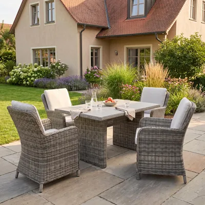 Produktbild von bellavista - Home&Garden® Dininglounge-Set Ria Polyrattan Grau 5-teilig für 4 Personen