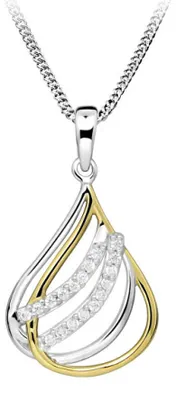 Produktbild von Silberne Halskette mit Zirkonen Bicolor SC609 ( Kette, Anhä nger)