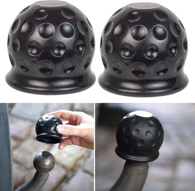 Productafbeelding van Famanu set van 2 rubberen beschermhoezen voor trekhaak, diameter 50 mm, zwart, weerbestendig