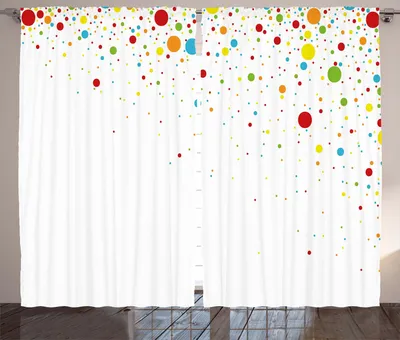 Produktbild von ABAKUHAUS Bunt Rustikaler Vorhang, Flecken wie Konfetti, Wohnzimmer Universalband Gardinen mit Schlaufen und Haken, 280 x 260 cm, Mehrfarbig