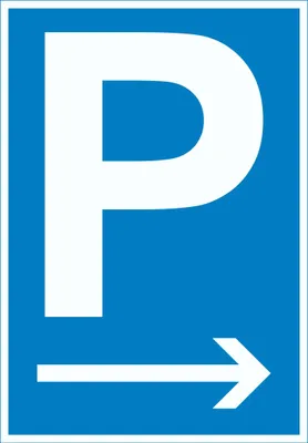 Produktbild von P Parkplatz Schild mit Pfeil nach rechts A2 Rückseite selbstklebend