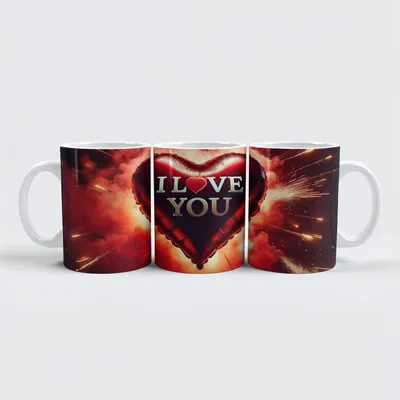 Image de Tasse premium raxxa « Ballon en forme de cœur I LOVE YOU »