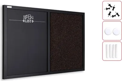 Immagine prodotto di Lavagna magnetica e in sughero 60x40 cm marrone/nera COMBI cornice in legno laccato nero + ACCESSORI