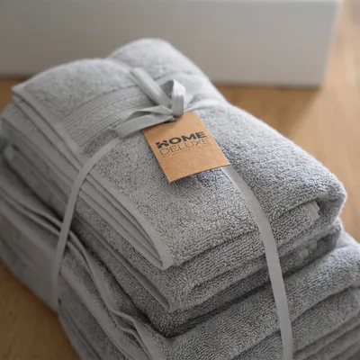 Produktbild von Home Deluxe - Handtuch Set - 6 tlg. CUDDLE - Hellgrau- Material: 100% Baumwolle I Handtuch Badetuch Duschtuch Set Handtuchset