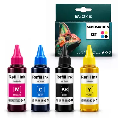 Produktbild von Evoke kompatible Sublimationstinte für Epson 4x CMYK:Schwarz,Cyan,Magenta,Gelb 400 ml EcoTank und CISS-Systeme