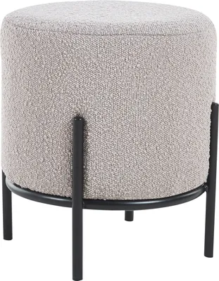 Produktbild von SalesFever Polsterhocker rund Ø35 cm | Bezug Bouclé Stoff | Design-Gestell aus Metall | B 35 x T 35 x H 38 cm | taupe – schwarz